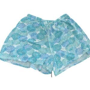 Croft & Barrow Womens Blue Floral Lounge Shorts M 99% Polyester 1% Spandex Elast